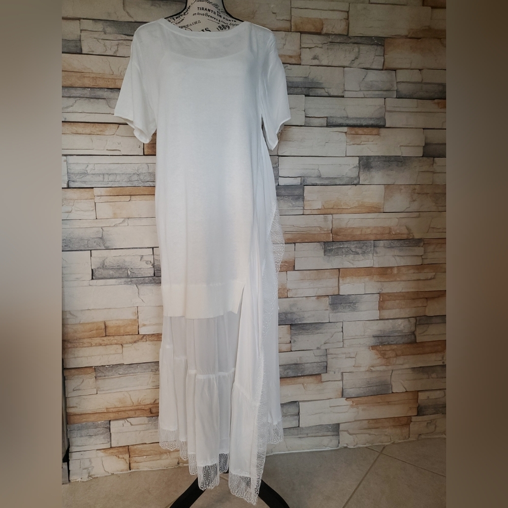 NWOT TWINSET Elegant White Maxi Dress Size XS Linen/Cotton/Polyamid